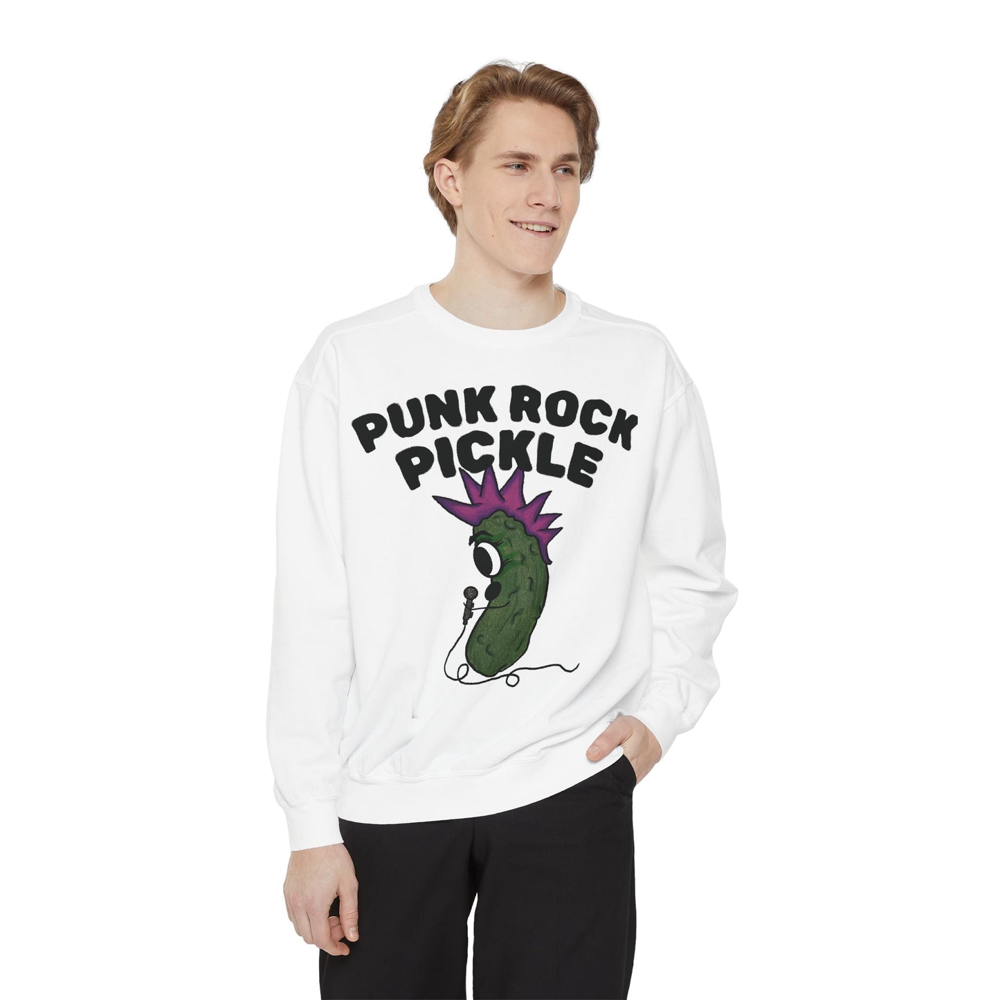 Punk Rock Pickle Sweatshirt — Funny Punk Pickle Graphic Crewneck