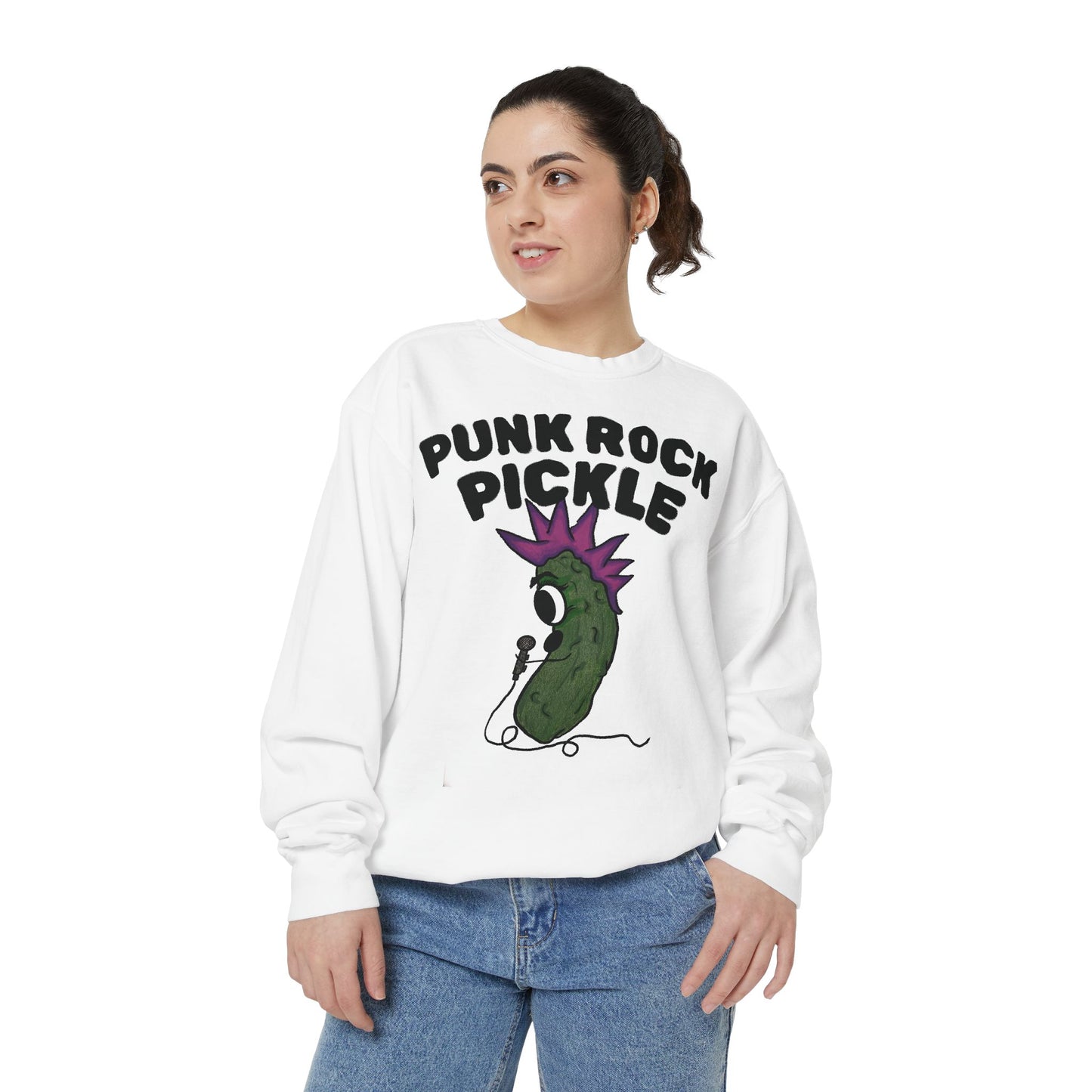 Punk Rock Pickle Sweatshirt — Funny Punk Pickle Graphic Crewneck