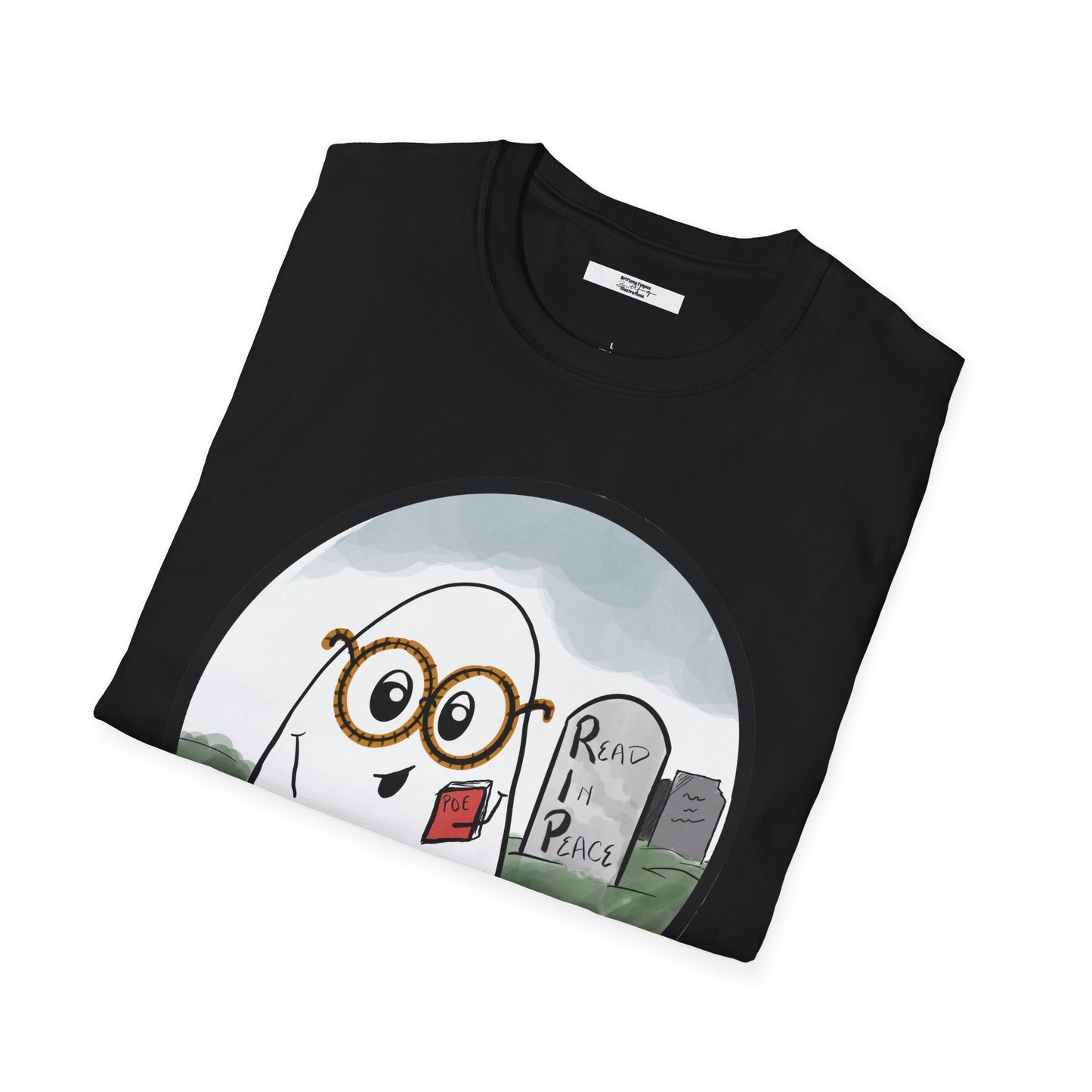 Read in Peace T‑Shirt — Cute Bookish Ghost with 'Read in Peace' Tombstone