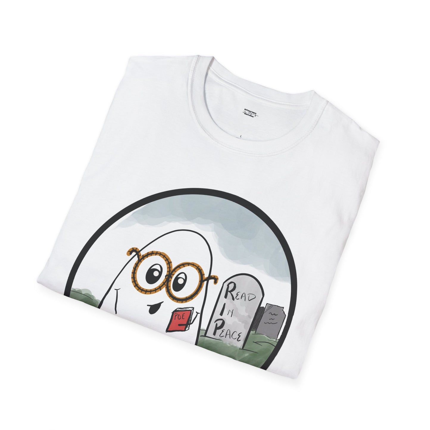 Read in Peace T‑Shirt — Cute Bookish Ghost with 'Read in Peace' Tombstone